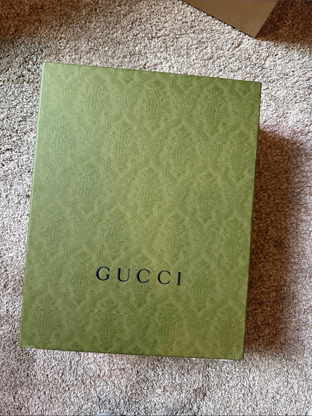 Gucci Green Embossed Logo big shoe Box + tissue paper + dust bags